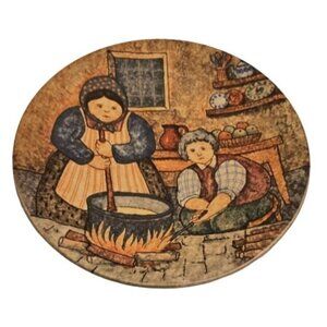 Vintage Lazzaro Hand Painted Italian Wall Plate Farm Kitchen 10 3/4
